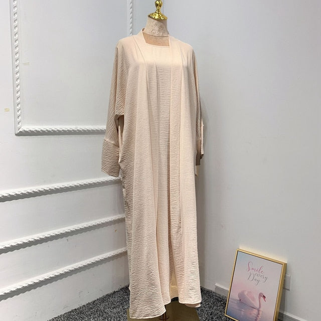 2 / 3 Piece Plain Abaya Dress Set