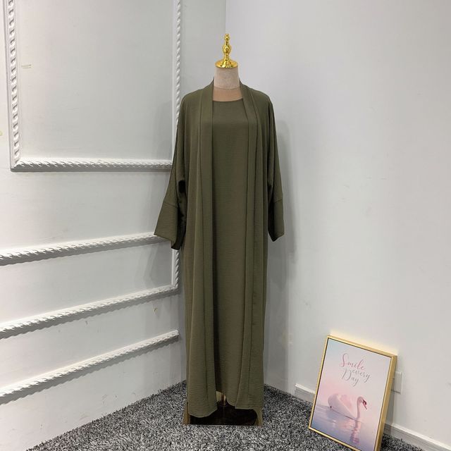 2 / 3 Piece Plain Abaya Dress Set