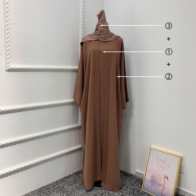2 / 3 Piece Plain Abaya Dress Set