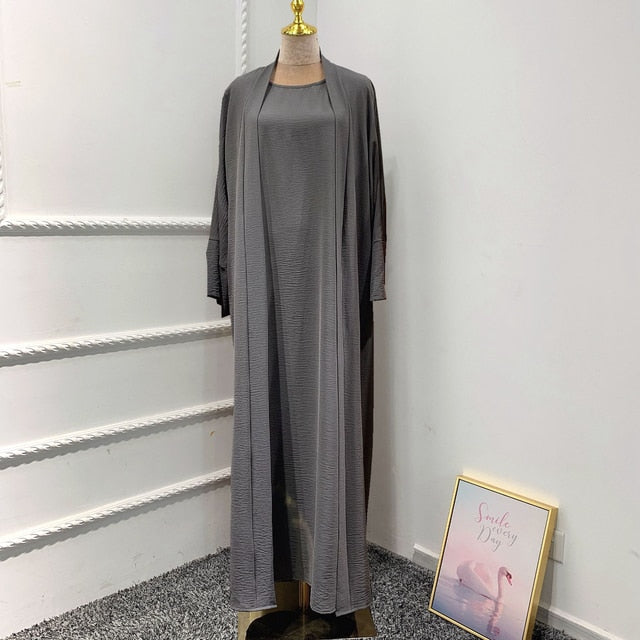 2 / 3 Piece Plain Abaya Dress Set
